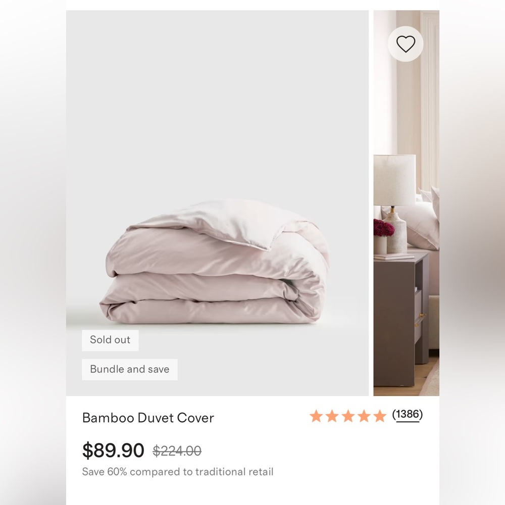 Bamboo Duvet Cover - soft blush twin 1 pz